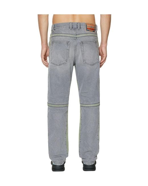 DIESEL Gray D-Mand Mid-Rise Straight Jeans for men