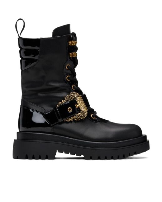 Versace Jeans Black Couture Buckled Lace-Up Boots