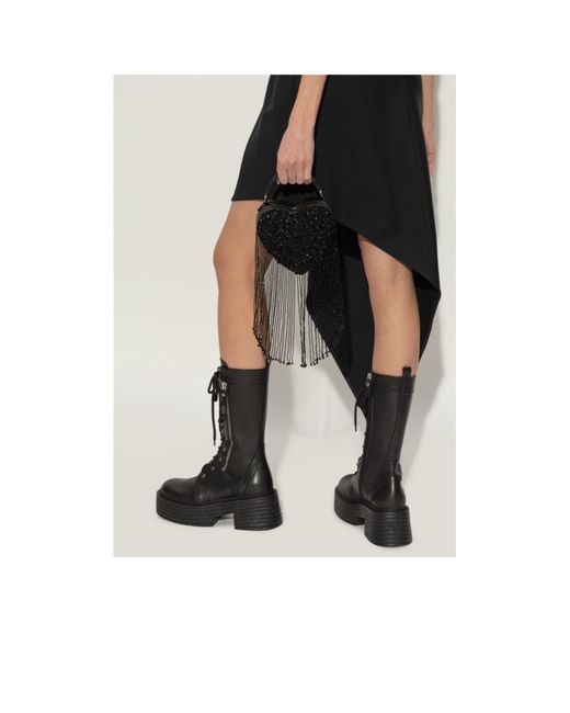 Moschino Black Heart-Shaped Top Handle Bag