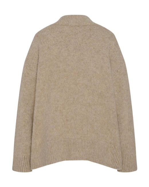 The Row Natural Fayette V-Neck Ribbed-Knit Sweater