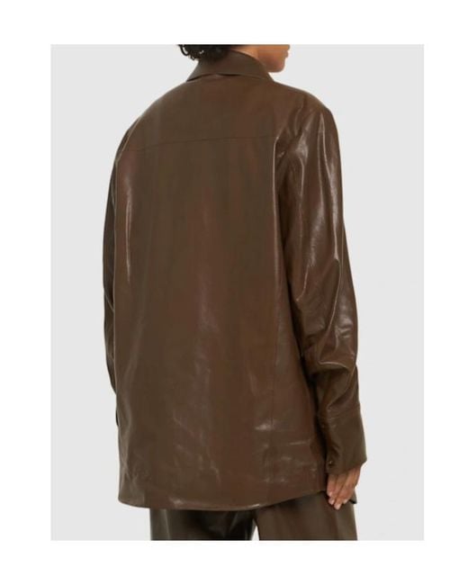 Entire studios Brown Button-Down Leather Shirt
