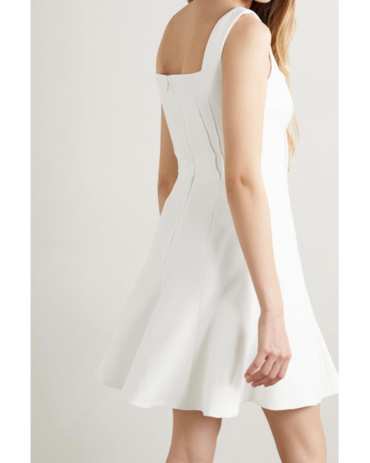 Emilia Wickstead White Printed Wool Crepe Dress