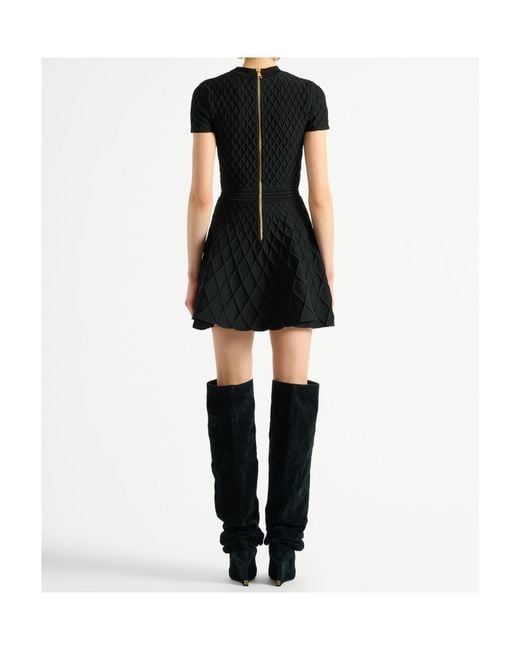 Balmain Black Flared Knit Dress