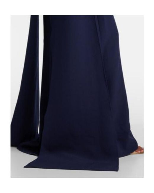 Safiyaa Blue Ginevra Caped Crepe Gown