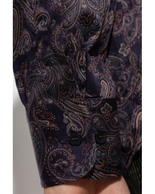 Etro Blue Collared Long-Sleeved Shirt for men