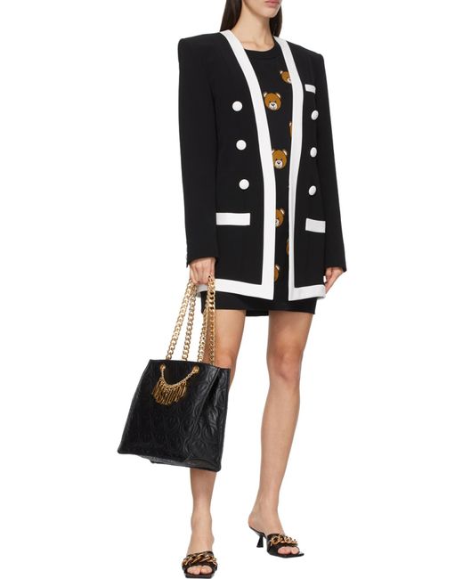Moschino Black Teddy Bear Pattern Knit Dress