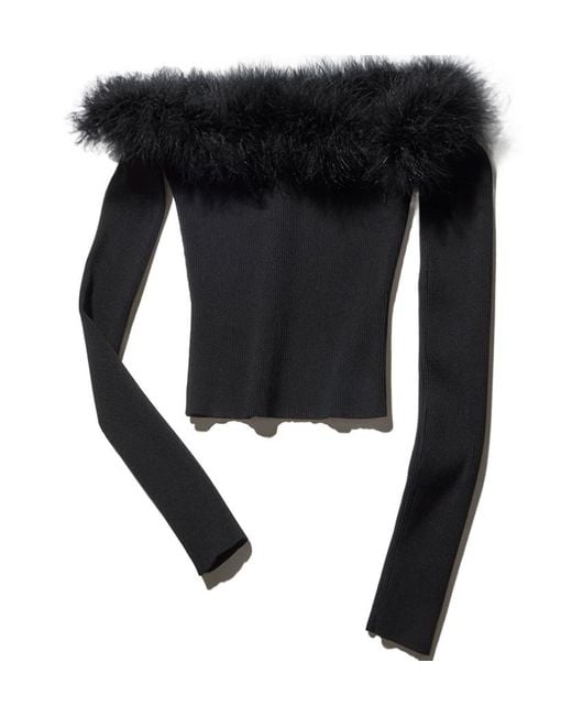 Gucci Black Rib Viscose Off-The-Shoulder Top