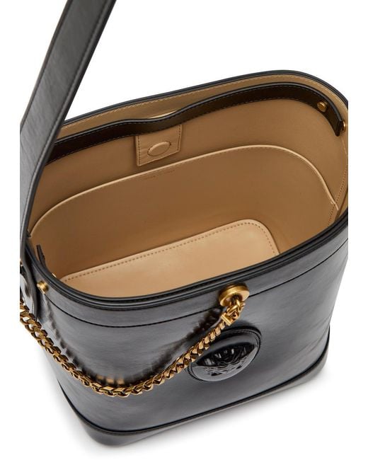 Versace Black Chain Small Leather Bucket Bag