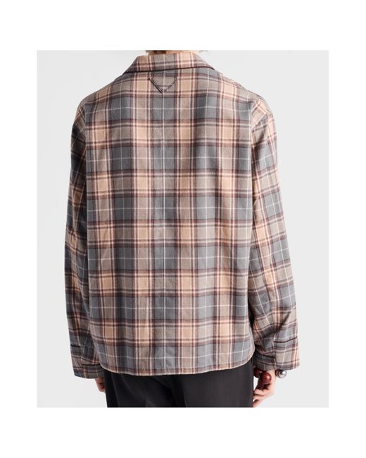 Prada Brown Checked Cotton Shirt for men