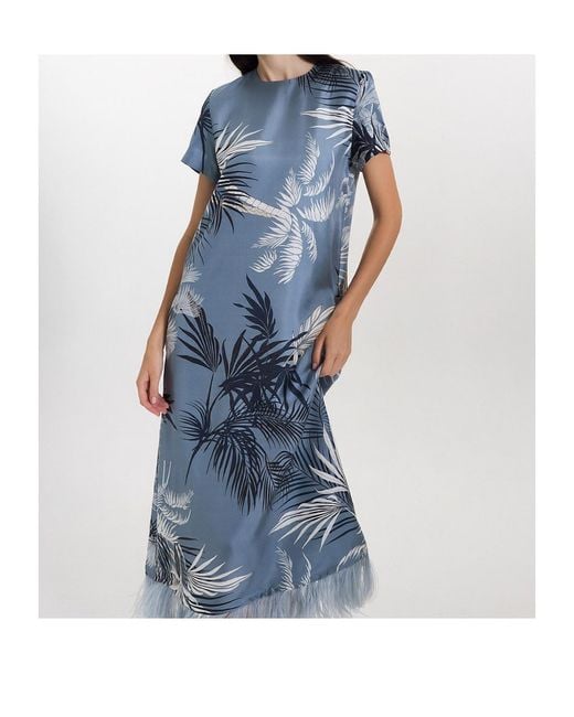 Marella Blue Printed Short-Sleeve Dress