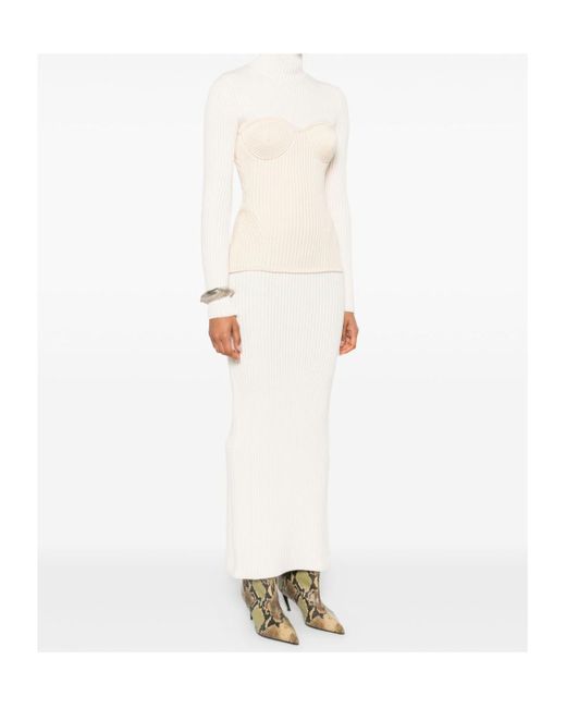 Jean Paul Gaultier White Long Sleeve Dress