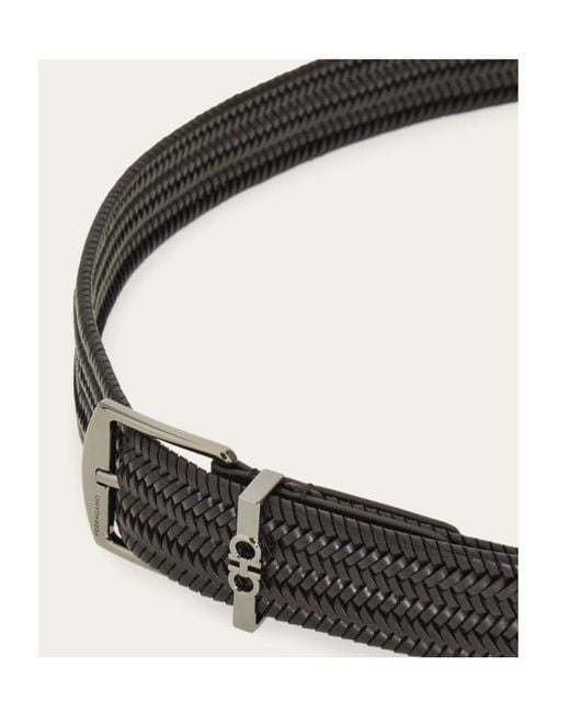 Ferragamo White Woven Belt for men