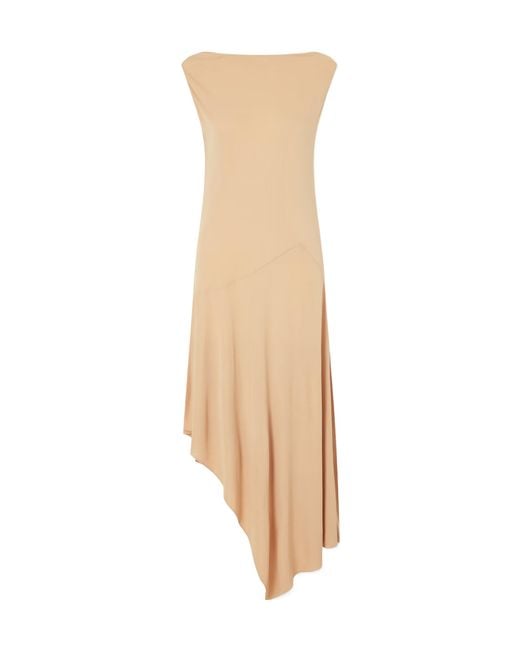 Alaïa Natural Asymmetrical Jersey-Crepe Midi Dress