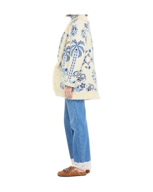 Alanui Blue Island Roots Foulard Cardigan