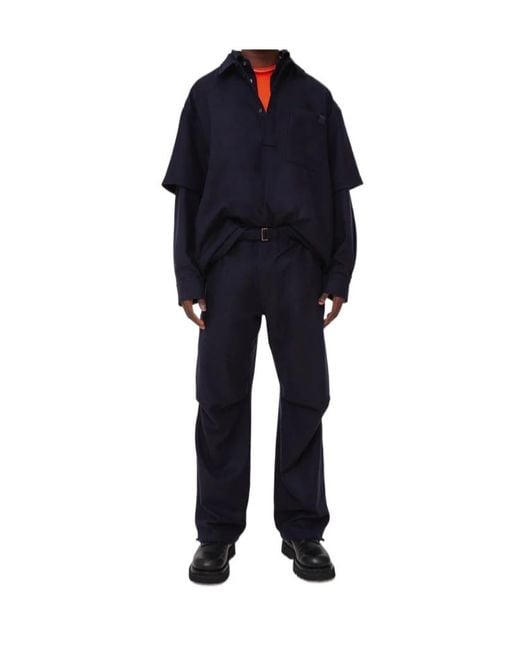 DARKPARK Blue Belted Wide-Leg Pants for men