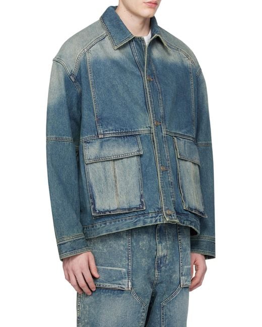 Juun.J Blue Long-Sleeved Denim Jacket for men