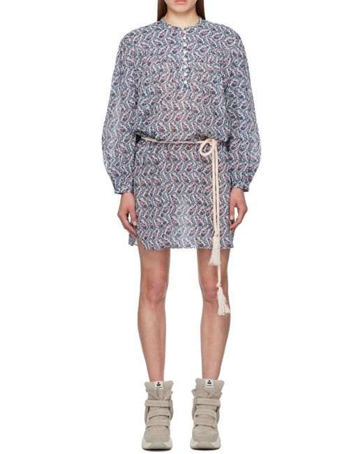 Isabel Marant Gray Isabel Marant Étoile Kildi Floral-Printed Belted Dress