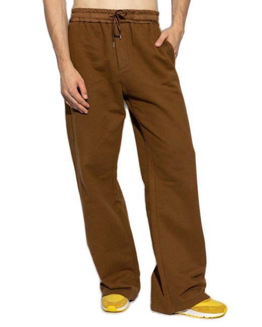 Saint Laurent Brown Logo Patch Straight Leg Pants for men