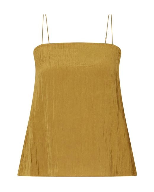 Tibi Green Crinkle Charmeuse Tank