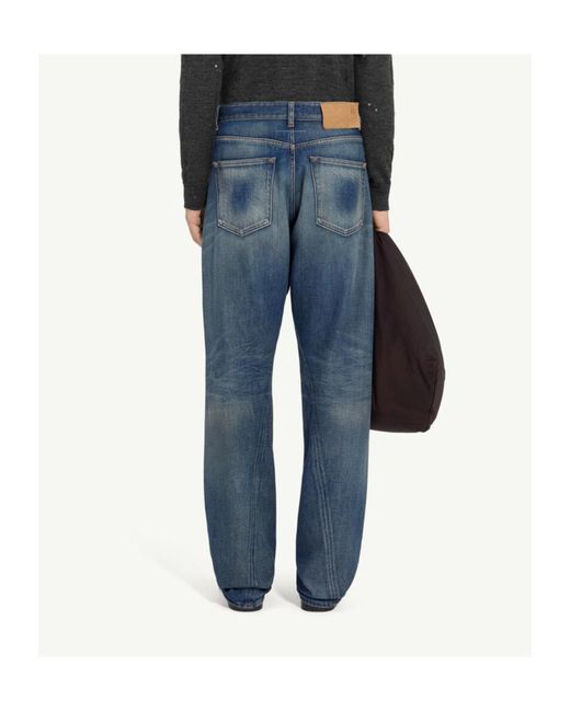 MM6 by Maison Margiela Blue Logo Patch Straight Leg Jeans for men