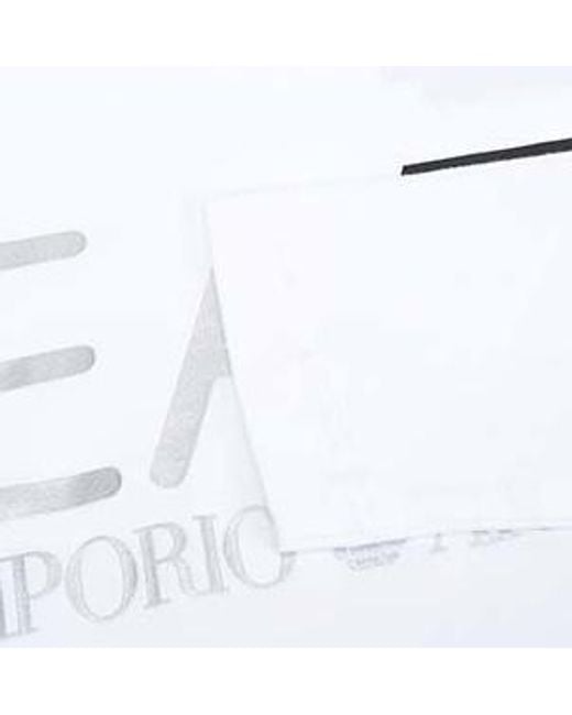 EA7 White Logo Printed T-Shirt for men