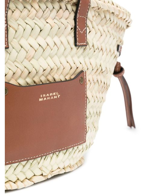 Isabel Marant Metallic Cadix Mini Raffia And Leather Basket Bag
