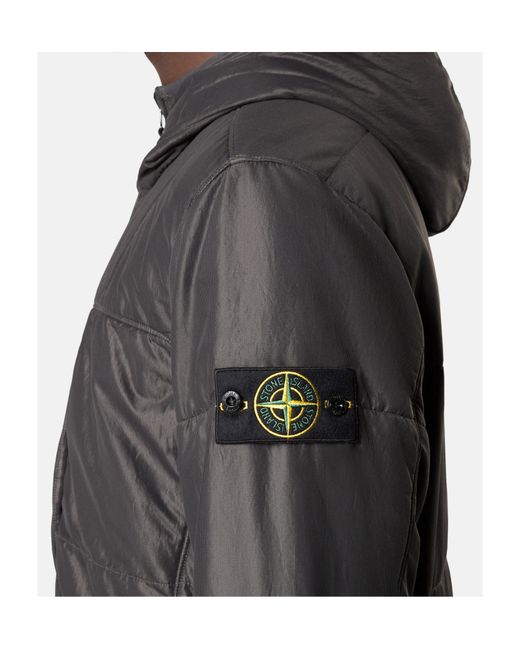Stone Island Gray Double-Sided Quilted Hooded Drop Resistance Jacket for men