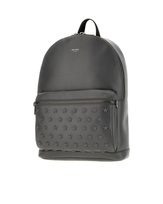 Jimmy Choo Gray Logo Printed Zip-Up Backpack for men