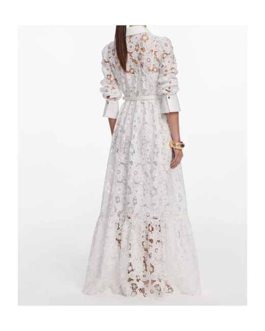 Self-Portrait White Lace Collared Maxi Dress