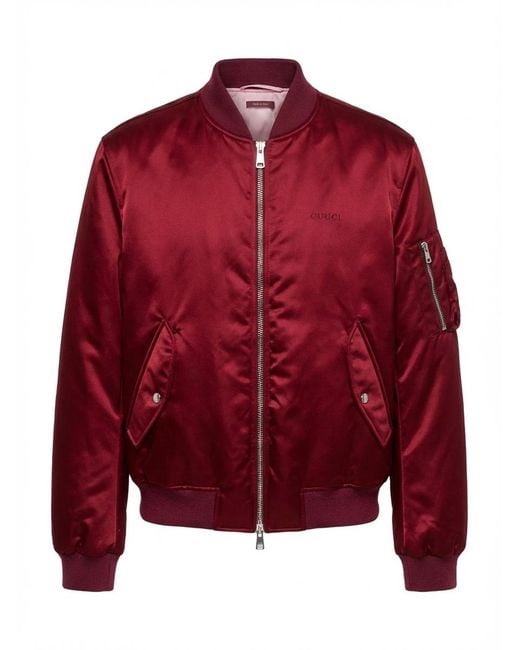 Gucci Red Nylon Bomber Jacket for men