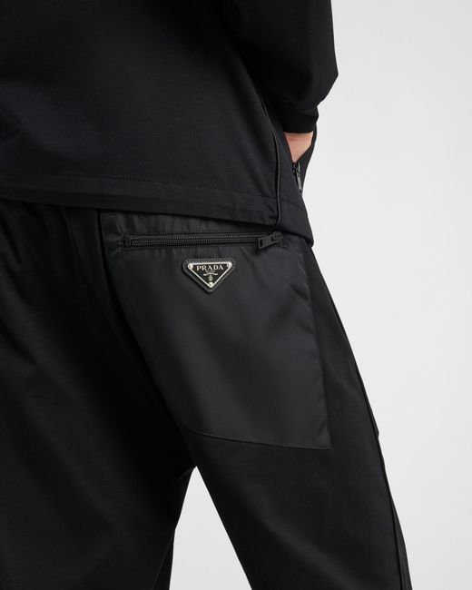 Prada Black Technical Cotton And Re-Nylon Pants for men