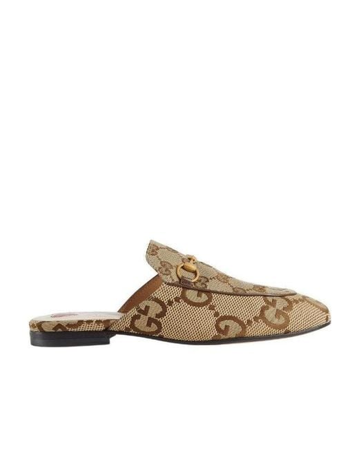 Gucci Brown Princetown Gg Horsebit Slip-On Mules