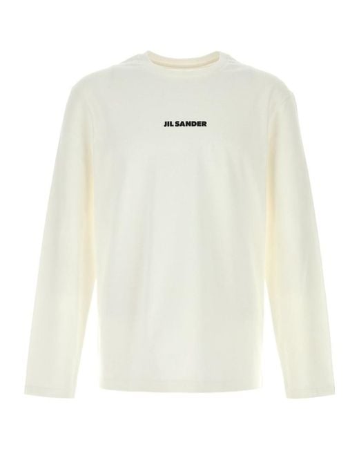 Jil Sander White Long-Sleeved Crewneck T-Shirt for men