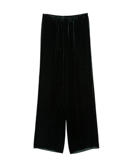 Antonelli Black Elasticwaist Velvet Wideleg Trousers