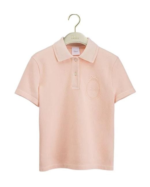 Dior Pink Médaillon Embroidered Polo Shirt