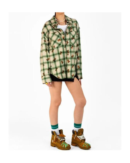 Barrow Green Check Pattern Flannel Shirt for men