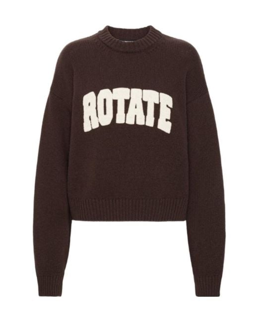 ROTATE BIRGER CHRISTENSEN Brown Crew-Neck Sweater