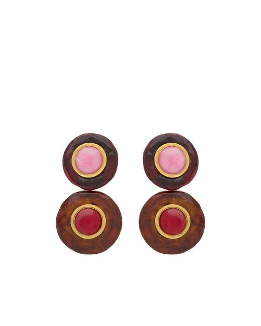 Saint Laurent Multicolor Disc Pendant Earrings