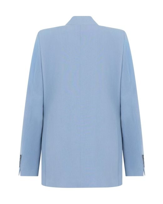 Victoria Beckham Blue Peak-Lapel Single-Breasted Jacket