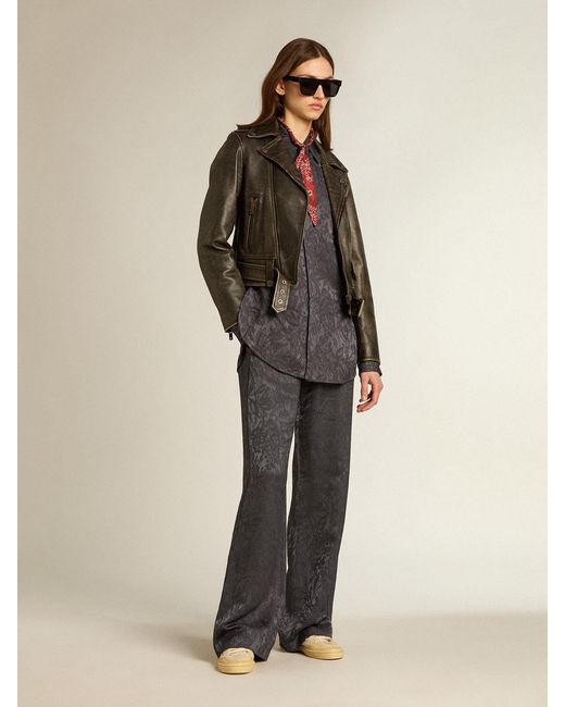 Golden Goose Deluxe Brand Gray Jacquard Pants With All-Over Toile De Jouy Pattern