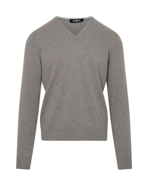Gran Sasso Gray V-Neck Pullover for men