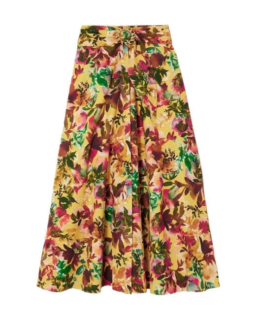 Saloni Multicolor Minimalist Watercolor Floral Skirt