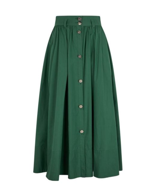 Liu Jo Green Button Detailed Midi Skirt