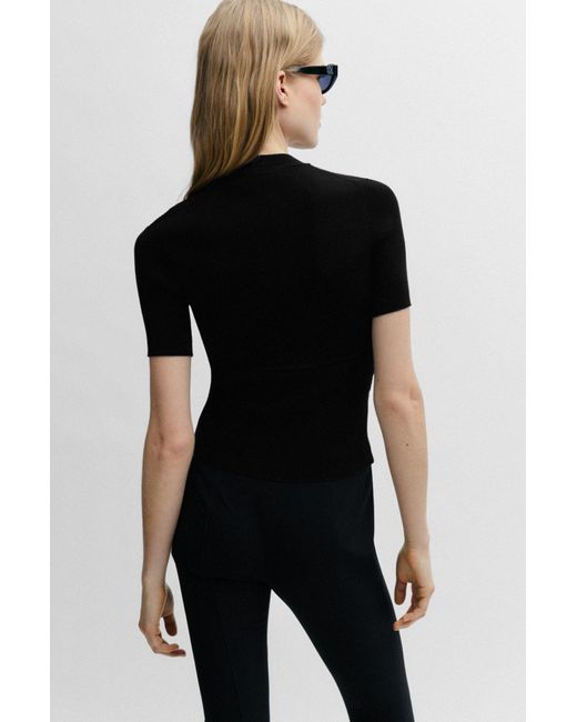Boss Black Panelled Knitted T-Shirt