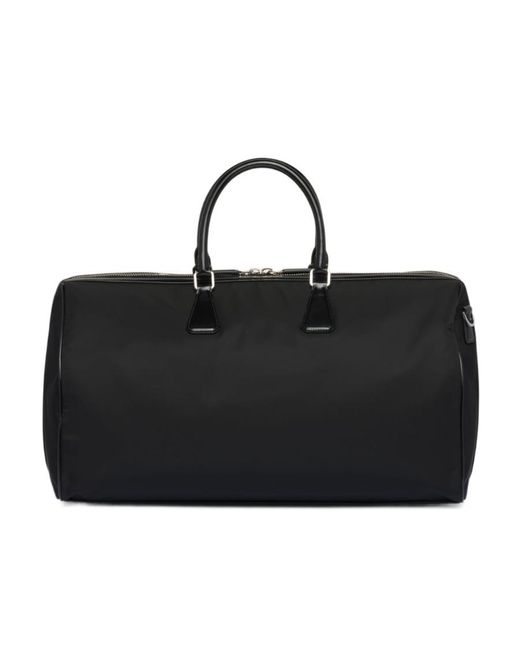 Prada Black Re-Nylon And Brushed Leather Duffel Bag for men