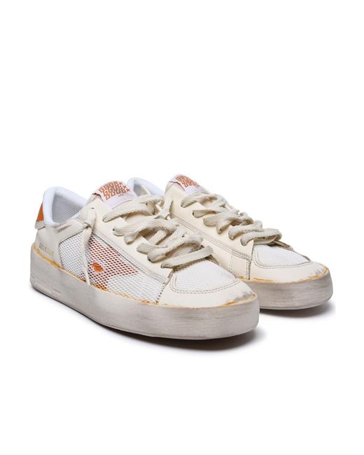 Golden Goose Deluxe Brand White Stardan Distressed-Effect Lace-Up Sneakers for men