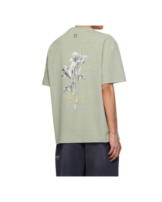 Wooyoungmi Green Floral-Print Pocket T-Shirt for men