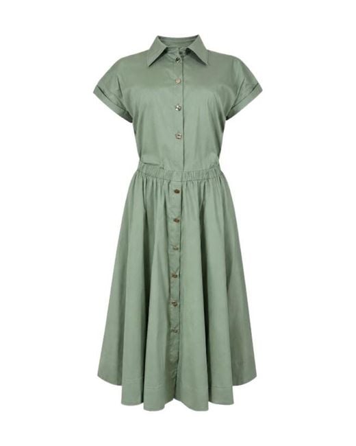Liu Jo Green Button-Down Midi Dress