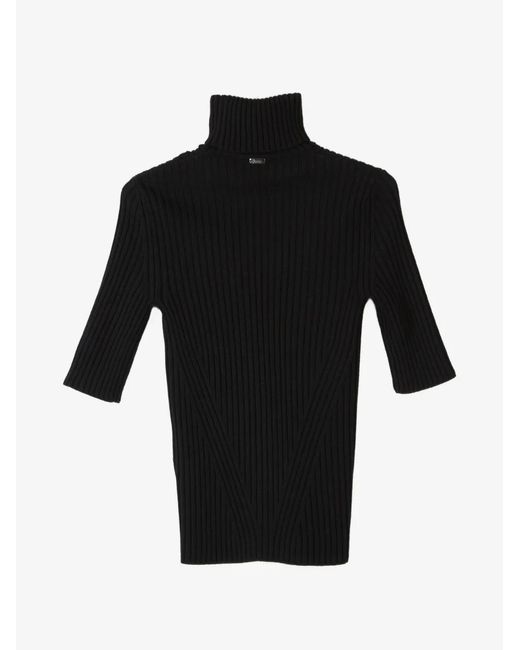 Herno Black Ribbed-Knit Turtleneck Sweater