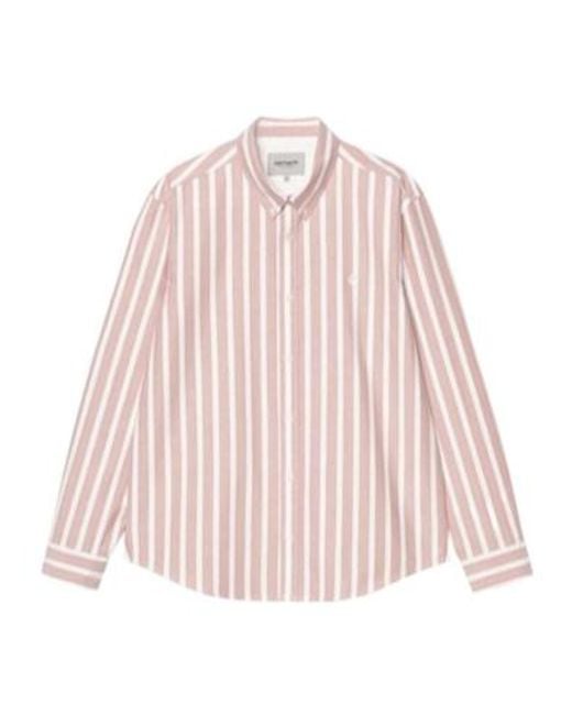 Carhartt Pink Deven Striped Oxford Shirt for men